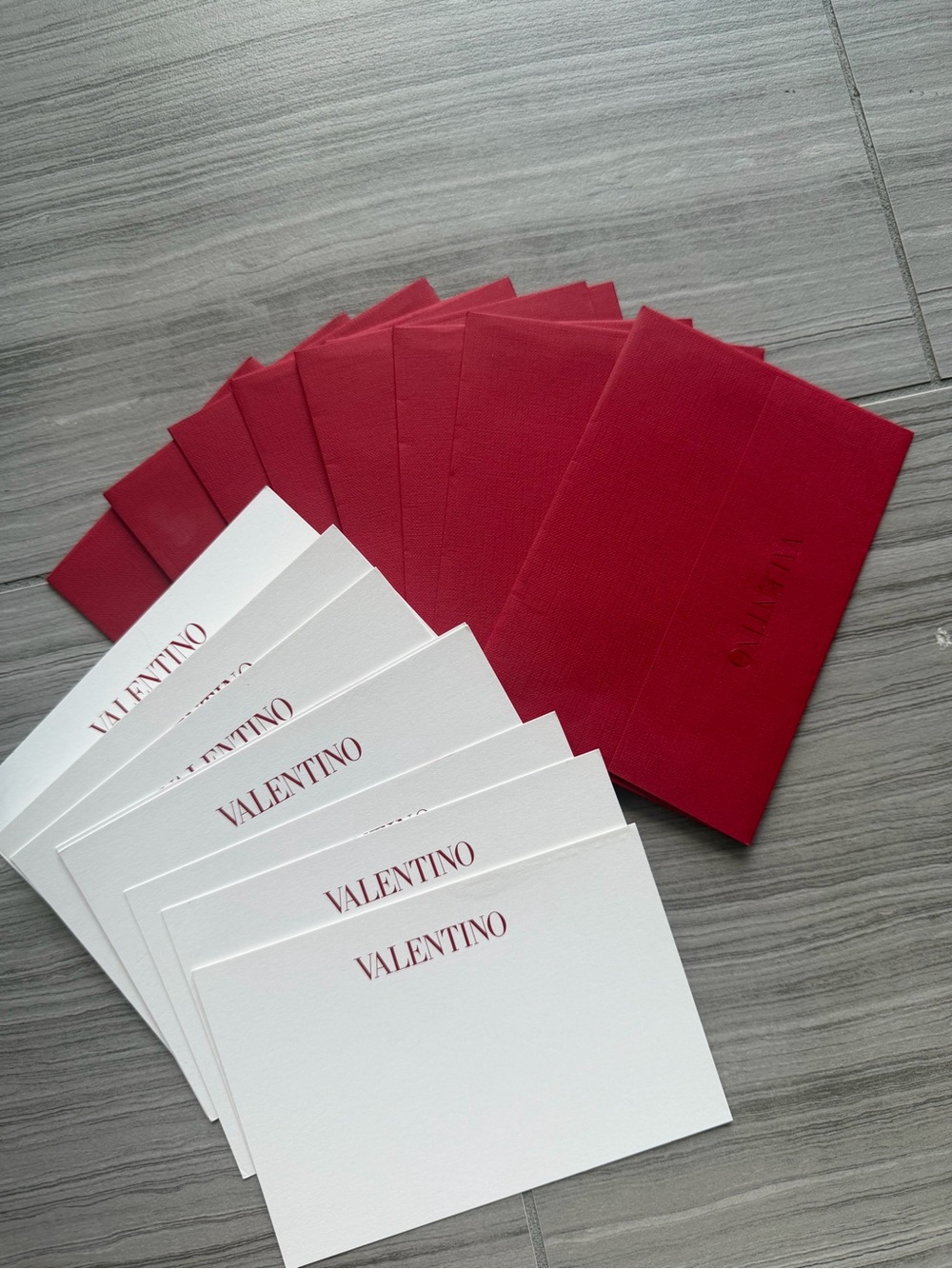 Valentino Red Envelopes with White Valentino Note Cards